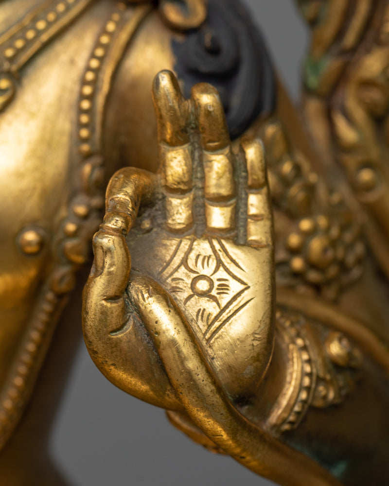 Bodhisattva Manjushri Statue | 24K Gold Gilded Figure of Wisdom