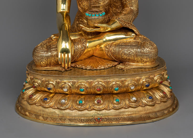 Life-Sized Buddha Shakyamuni Statue | 24K Gold and Gemstone Embellishments