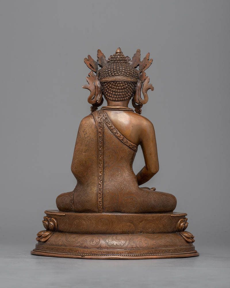 Crown Buddha Amitabha Statue | Oxidized Copper Embodiment of Infinite Light