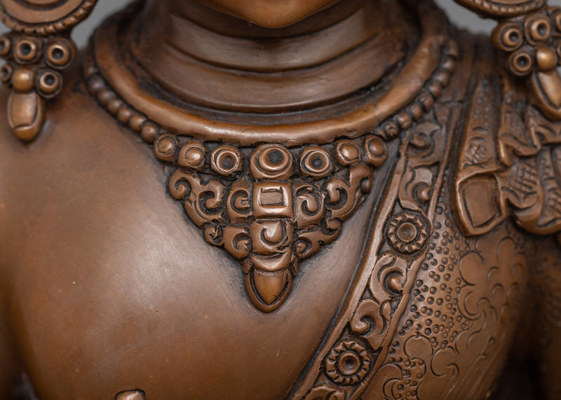 Crown Buddha Amitabha Statue | Oxidized Copper Embodiment of Infinite Light