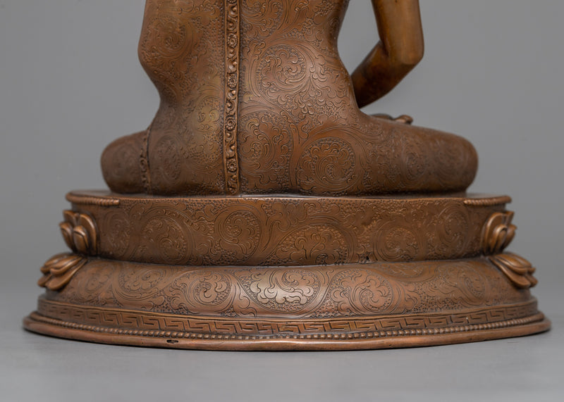 Crown Buddha Amitabha Statue | Oxidized Copper Embodiment of Infinite Light