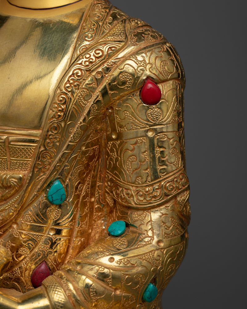 Buddha Shakyamuni Golden Sculpture | 24K Gold Gilded Image of Enlightenment