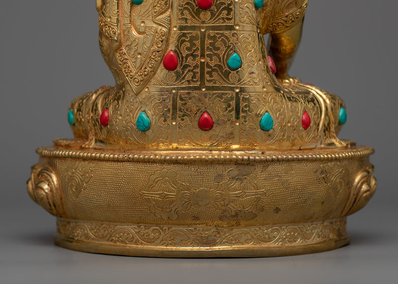 Buddha Shakyamuni Golden Sculpture | 24K Gold Gilded Image of Enlightenment