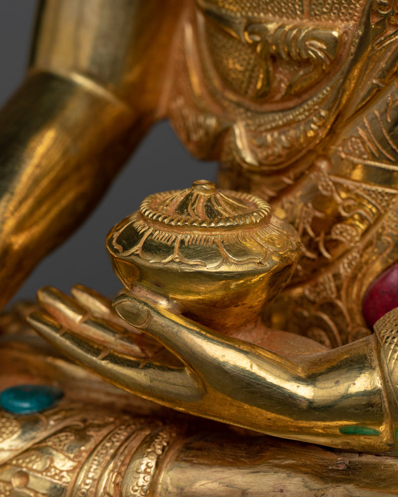 Buddha Shakyamuni Golden Sculpture | 24K Gold Gilded Image of Enlightenment