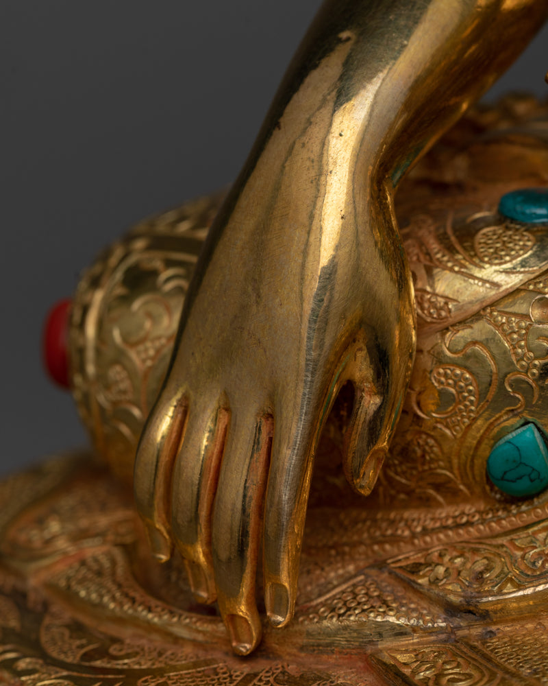 Buddha Shakyamuni Golden Sculpture | 24K Gold Gilded Image of Enlightenment