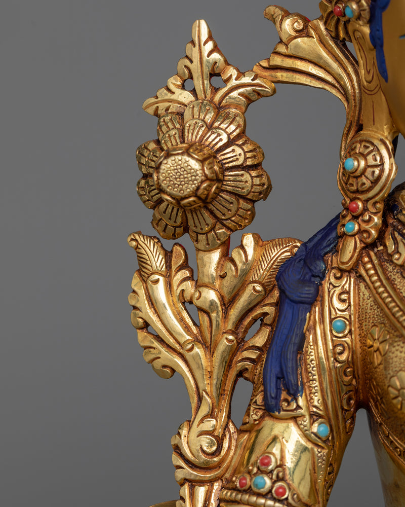 White Tara Golden Sculpture | 24K Gold Gilded Emblem of Compassion and Longevity