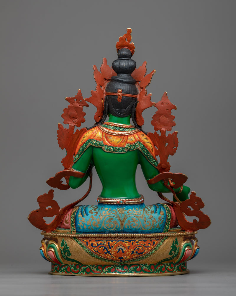 Bodhisattva Green Tara Statue | 24K Gold Gilded Symbol of Active Compassion
