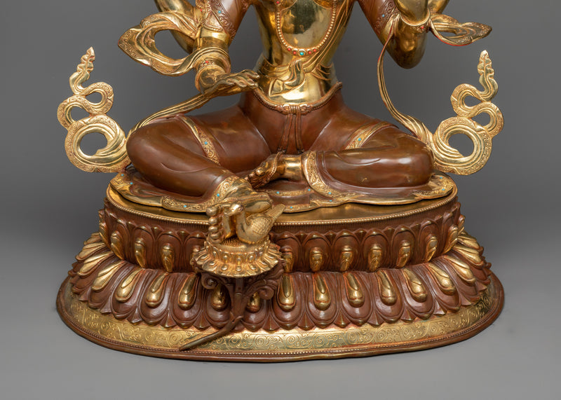 Saraswati Sculpture | 24K Gold Gilded Grandeur of Knowledge and Arts