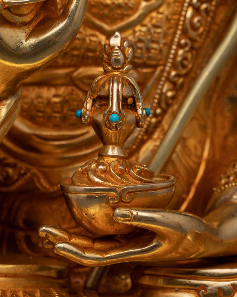 Guru Rinpoche Padmakara Statue | 24K Gold Gilded Symbol of Vajrayana Wisdom