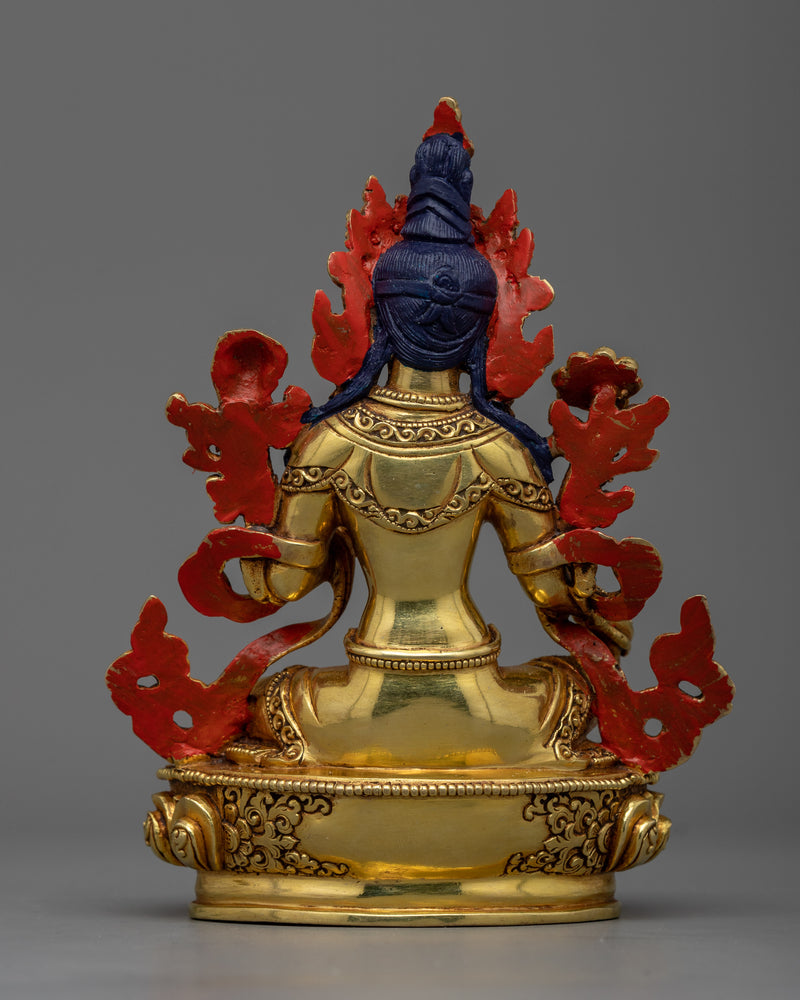 Noble Green Tara Statue | 24K Gold Gilded Emblem of Compassion