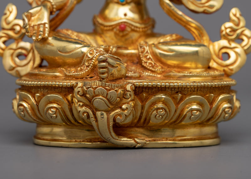 Green Tara Jetsun Dolma Statue | 24K Gold Gilded Symbol of Active Compassion