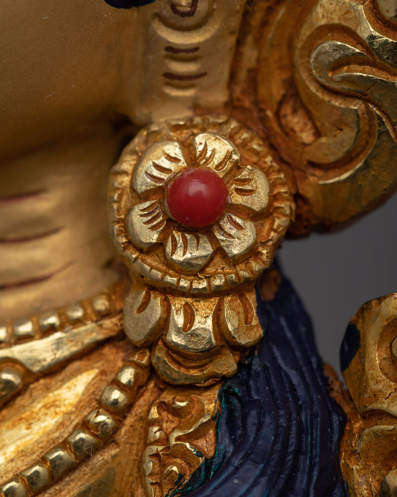 Green Tara Jetsun Dolma Statue | 24K Gold Gilded Symbol of Active Compassion