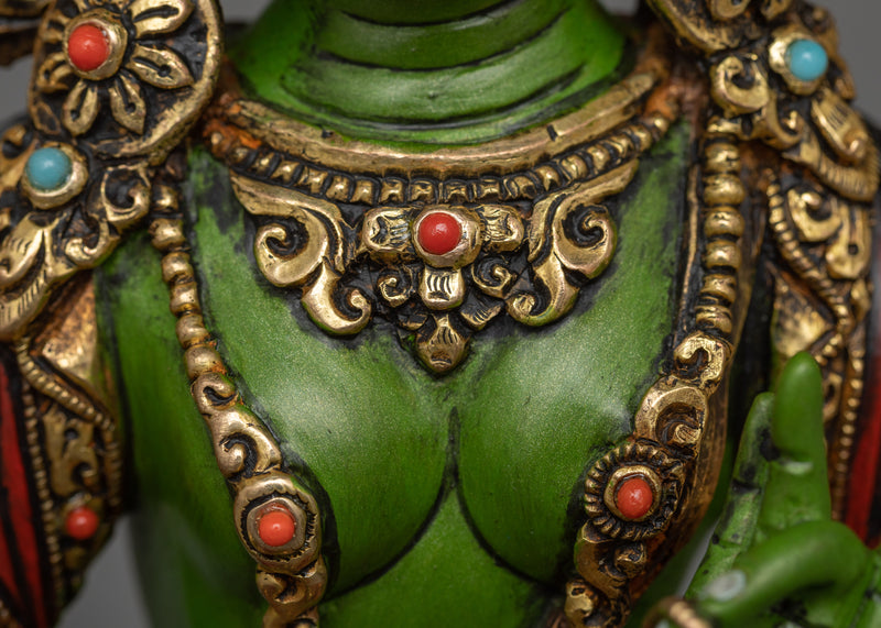 Green Tara Colored Sculpture | Representation of Active Compassion