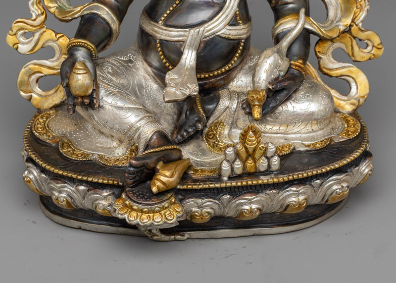Jambhala Sculpture | 24K Gold Gilded and Silver-Plated Icon of Prosperity