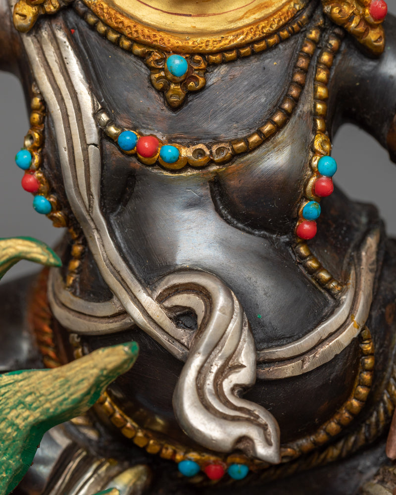 White Dzambhala on Dragon Sculpture | Symbol of Auspicious Wealth