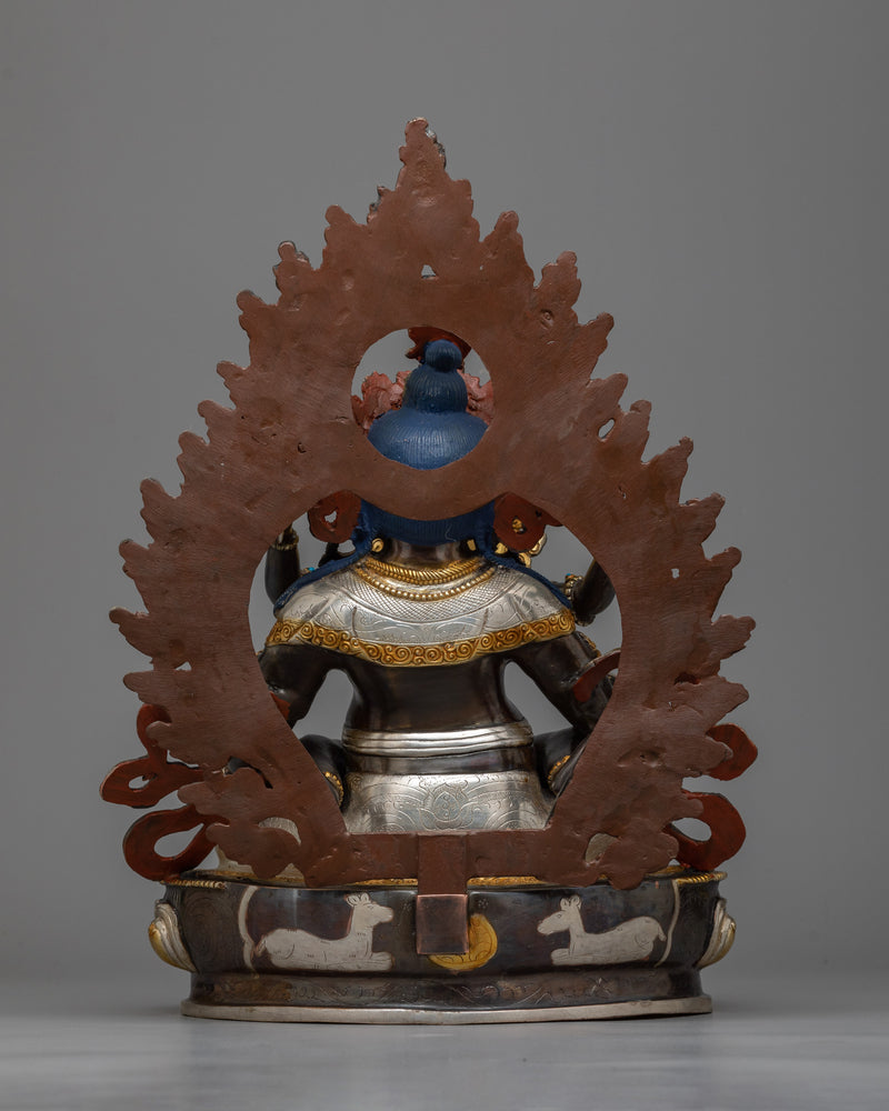 Green Dzambhala with Consort Sculpture | Embodiment of Prosperity and Unity