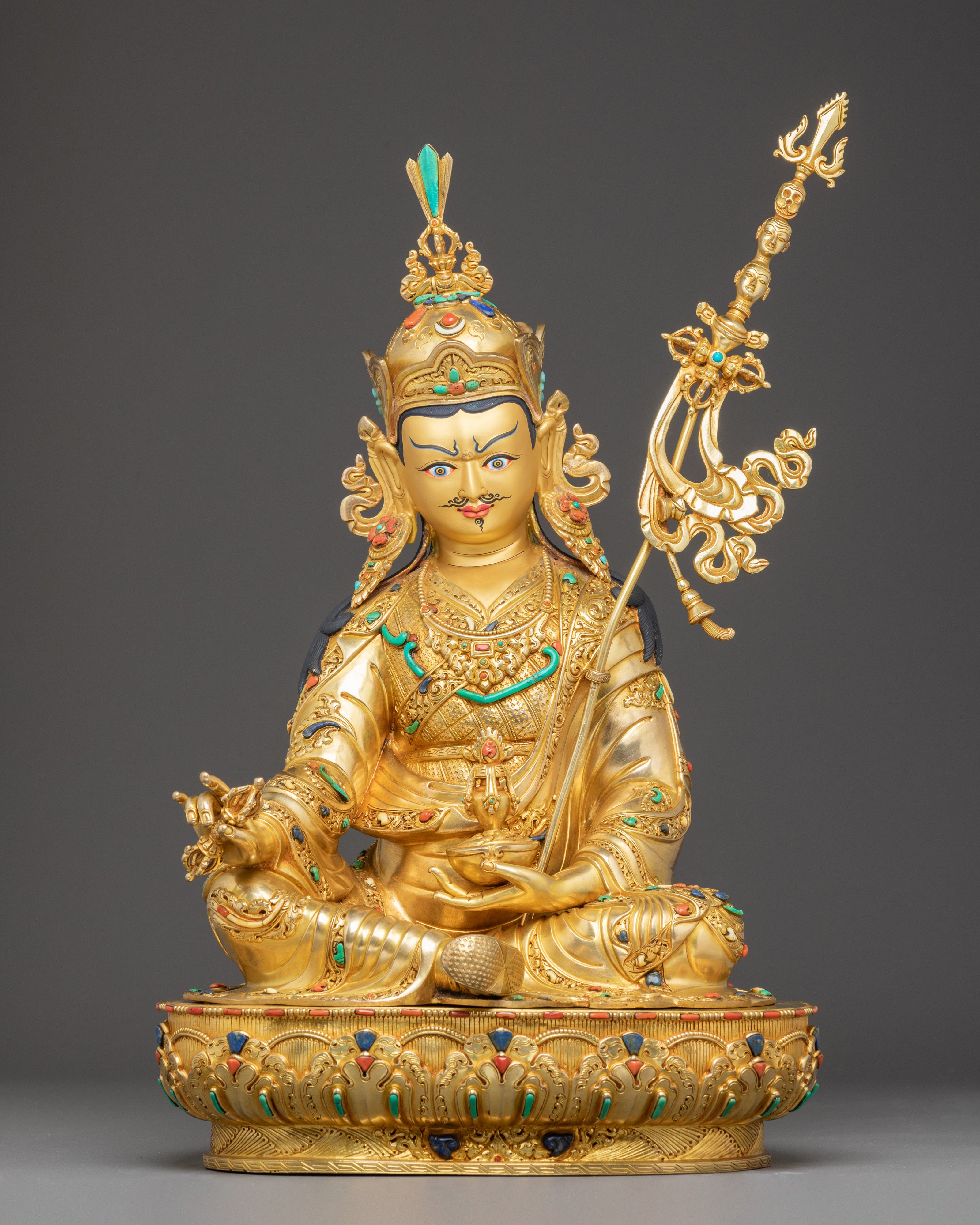 Handmade Golden Statue of Guru Padmasambhava