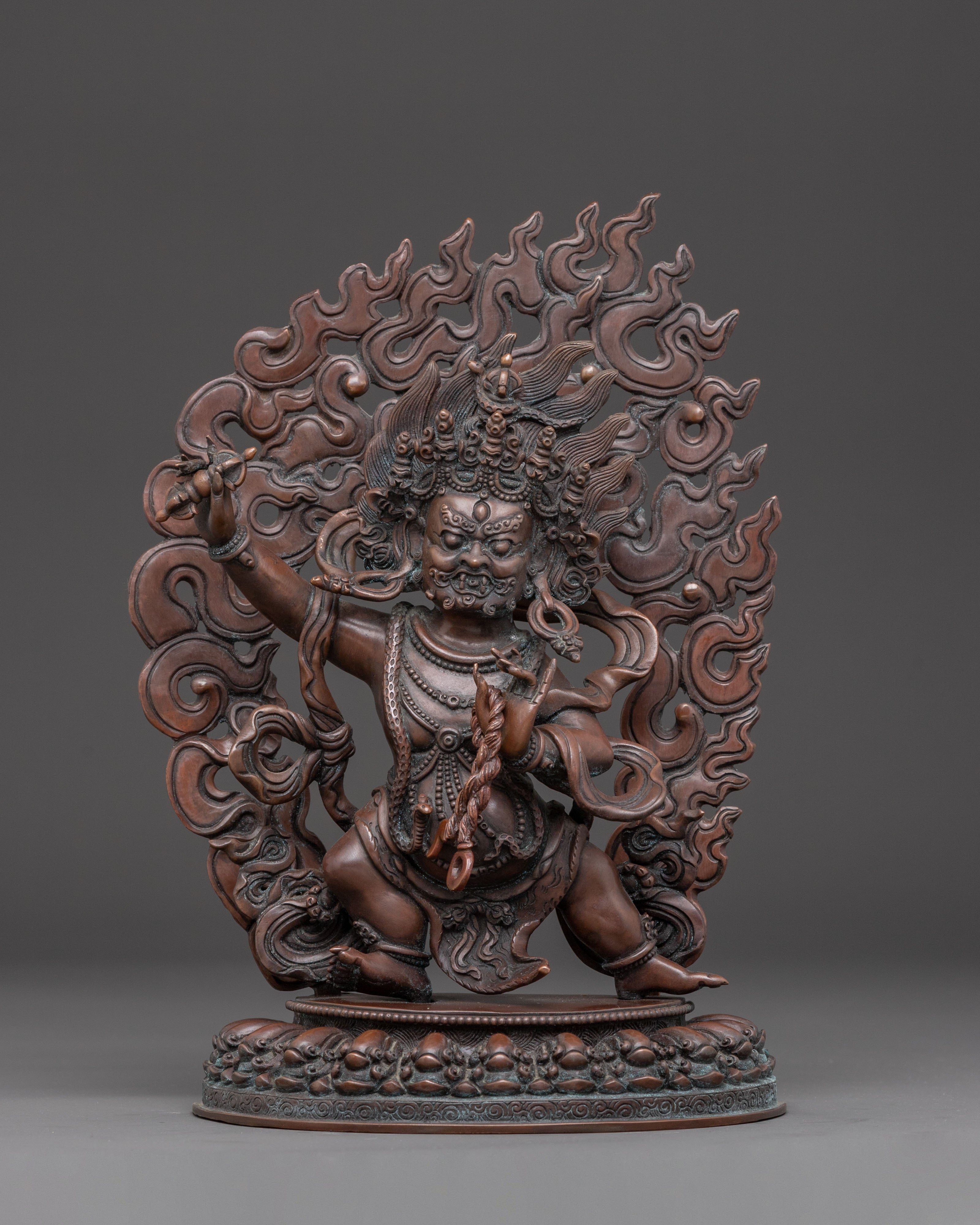 Handmade Copper Statue of Wrathful Bodhisattva Vajrapani | Tibetan Protector Deity