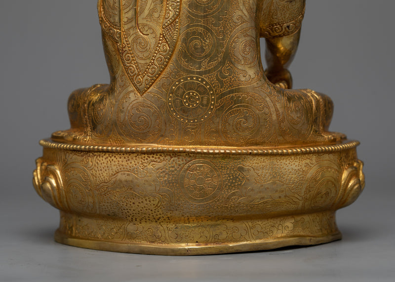 Shakyamuni Budha Sculpture | 24K Gold Gilded Icon of Enlightenment