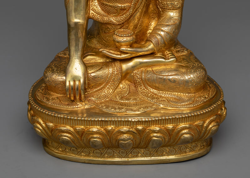 Shakyamuni Budha Sculpture | 24K Gold Gilded Icon of Enlightenment