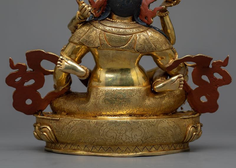 Dzambhala with Consort Sculpture | Symbol of Prosperity and Harmony