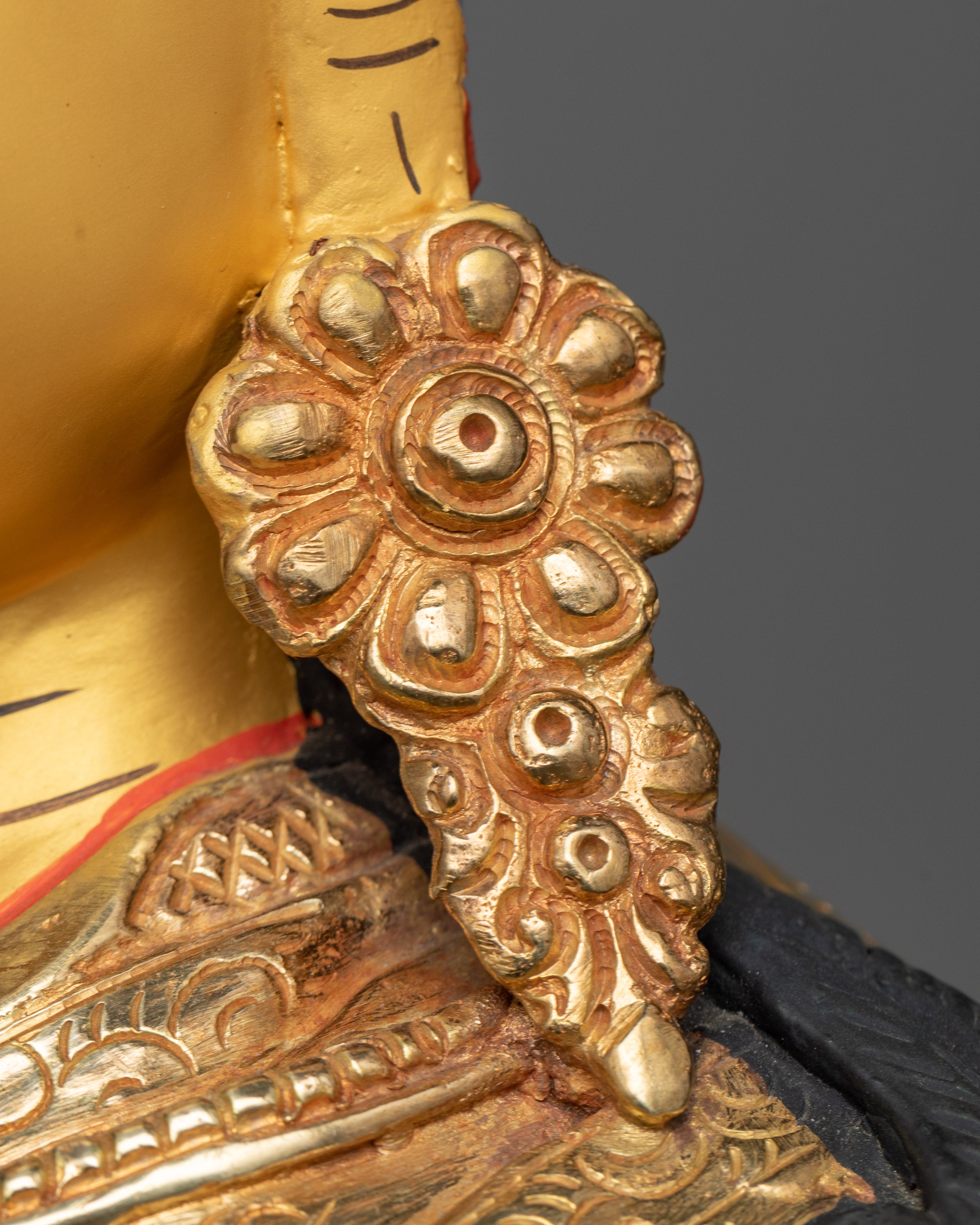 Buddha Padmasambhava Sculpture | Majestic 24K Gold Gilded Icon of Tantric Illumination