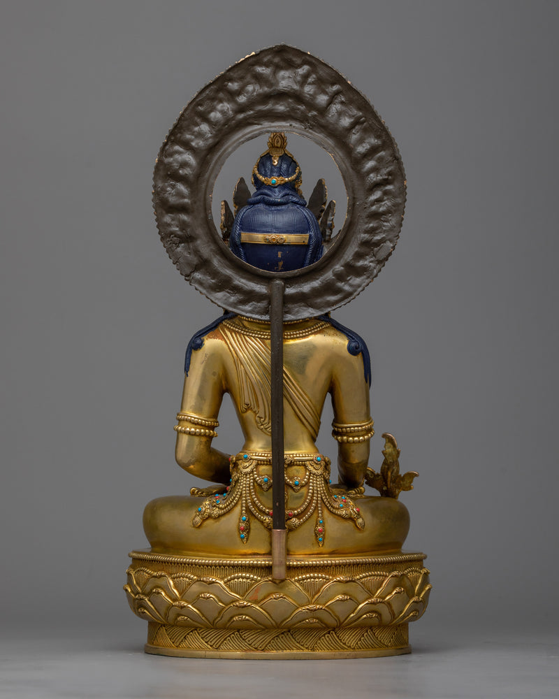 Medicine Buddha Beautiful Artwork | Exquisite 24K Gold Gilded Statue of Healing