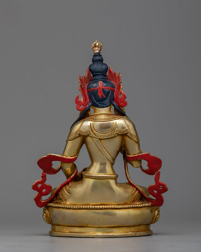 Bodhisattva Vajrasattva Sculpture | 24K Gold Gilded Icon of Purification