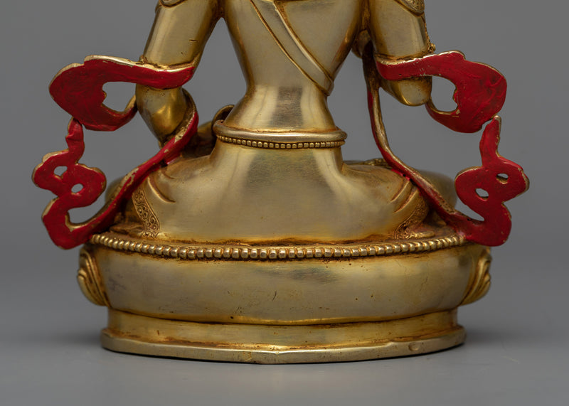 Bodhisattva Vajrasattva Sculpture | 24K Gold Gilded Icon of Purification