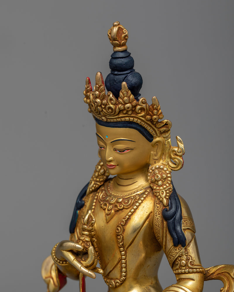 Bodhisattva Vajrasattva Sculpture | 24K Gold Gilded Icon of Purification