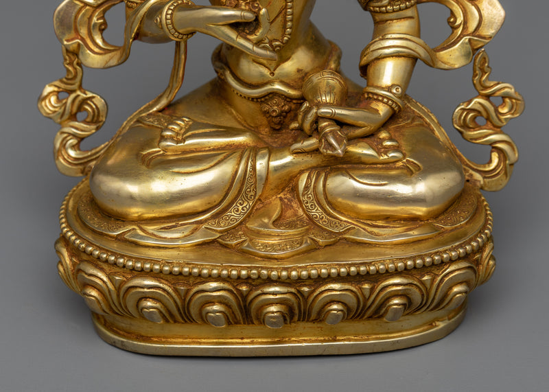 Bodhisattva Vajrasattva Sculpture | 24K Gold Gilded Icon of Purification