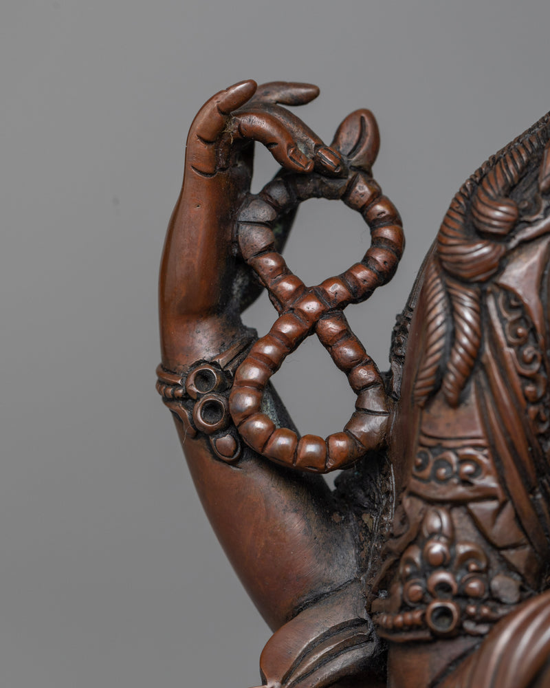 Chenrezig Chocolate Oxidized Statue | Symbol of Universal Compassion