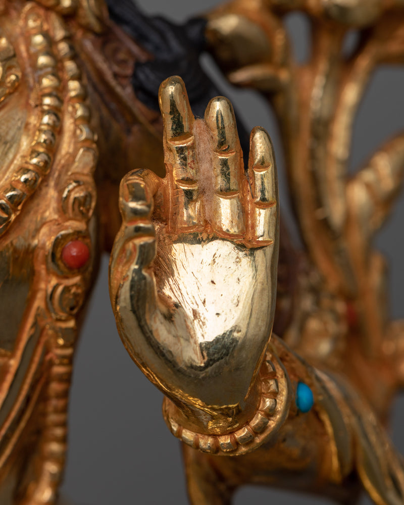 Sacred Manjushri Sculpture | Illuminate Your Wisdom | 24k Gold Gilded Statues