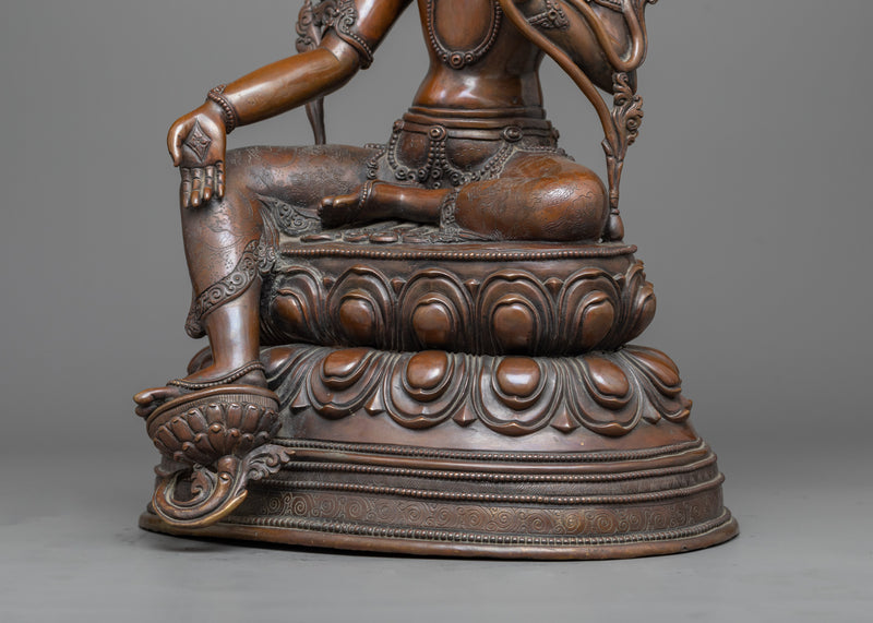 Sacred Arya Green Tara Oxidized Copper Idol | Beacon of Liberation