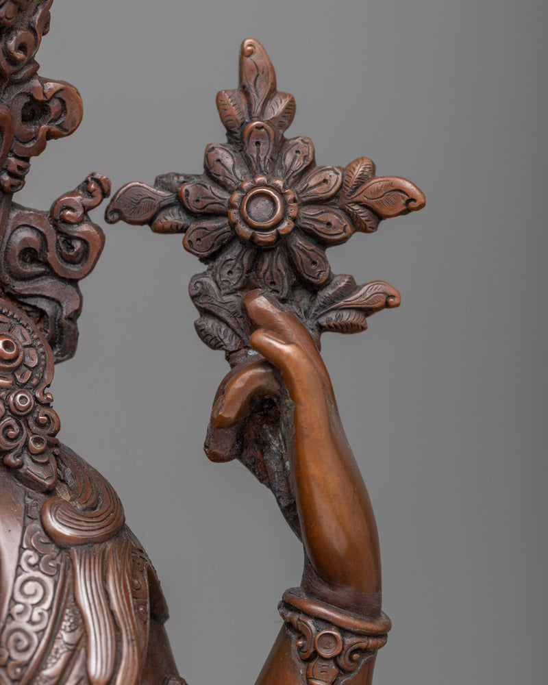 Chenrezig Four-Armed Avalokiteshvara Statue | Embrace Divine Compassion in Oxidized Copper