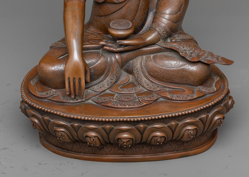Crown Jewels Shakyamuni Buddha Statue | A Timeless Elegance in Oxidized Copper