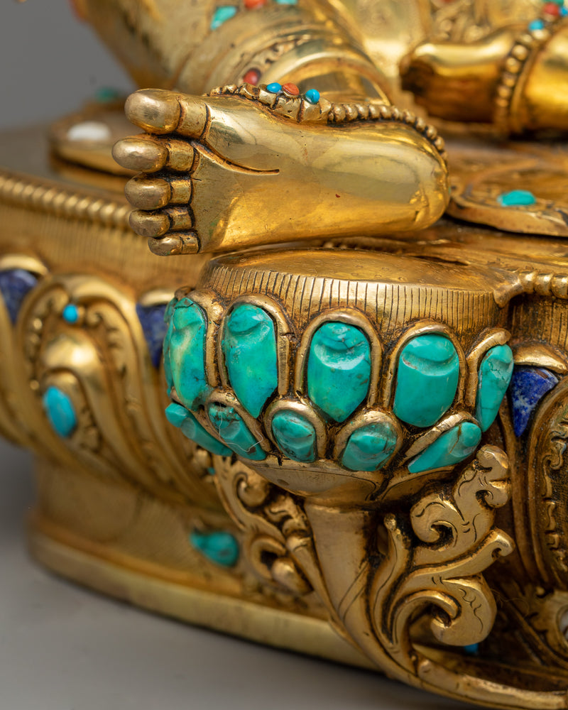 Exquisite Green Tara Premium Idol with Gemstones | A Symbol of Active Compassion