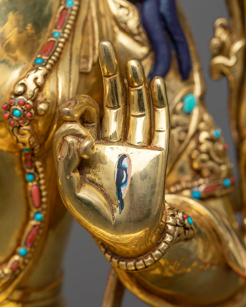 Divine White Tara Gold Gilded Statue | Essence of Healing and Longevity