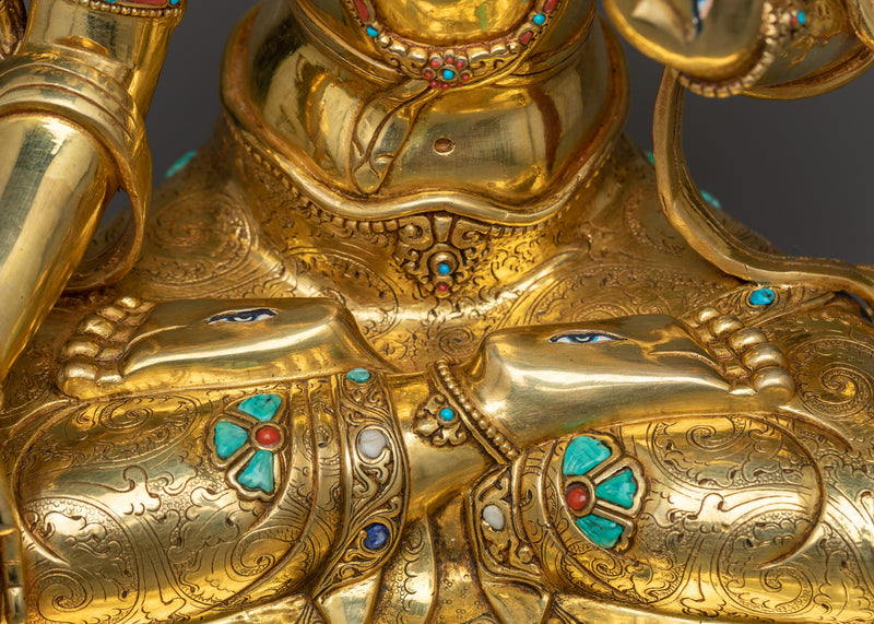 Divine White Tara Gold Gilded Statue | Essence of Healing and Longevity
