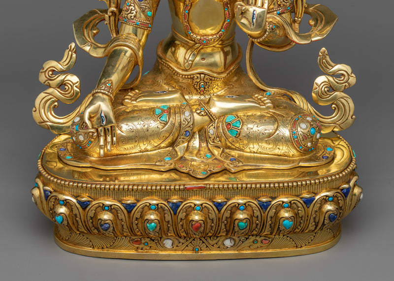 Divine White Tara Gold Gilded Statue | Essence of Healing and Longevity