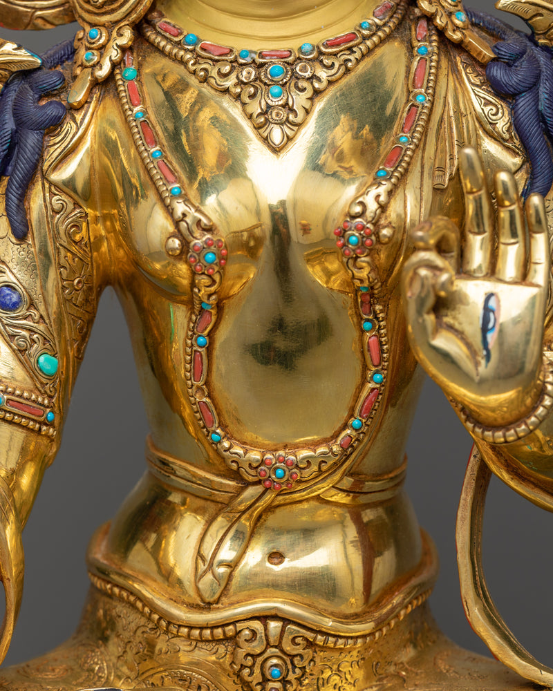 Divine White Tara Gold Gilded Statue | Essence of Healing and Longevity