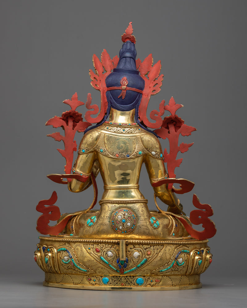 Divine White Tara Gold Gilded Statue | Essence of Healing and Longevity