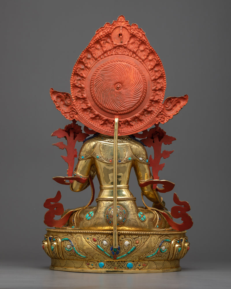 Divine White Tara Gold Gilded Statue | Essence of Healing and Longevity