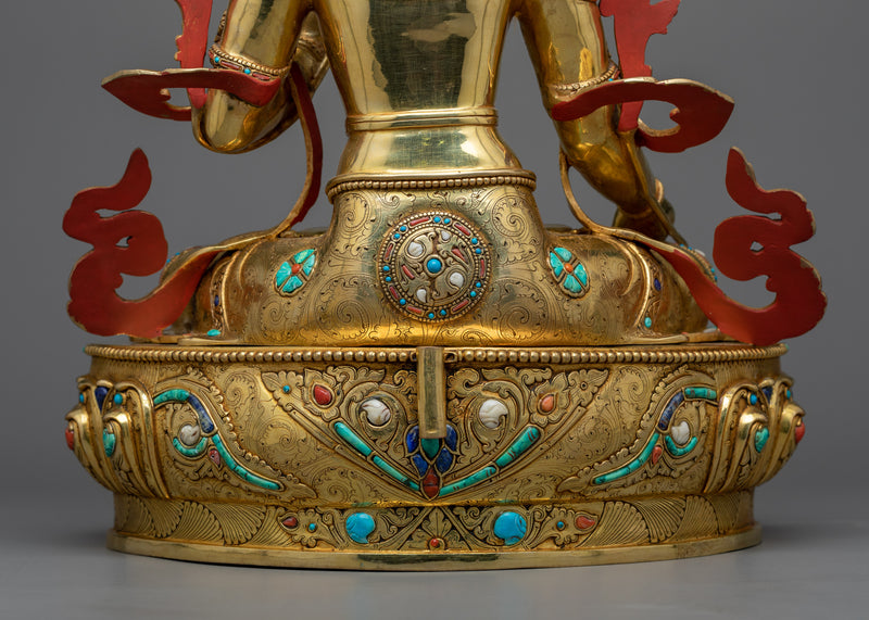 Divine White Tara Gold Gilded Statue | Essence of Healing and Longevity