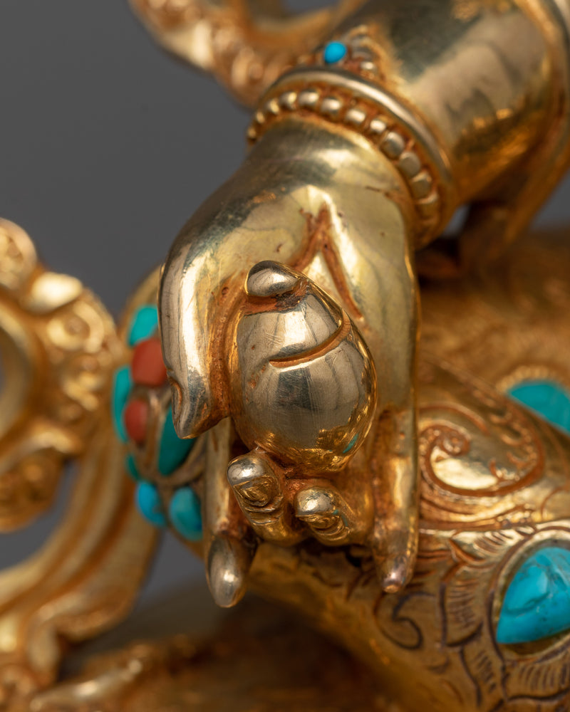 Yellow Jambhalha Statue in 24K Gold | Prosperity and Wealth Embodied