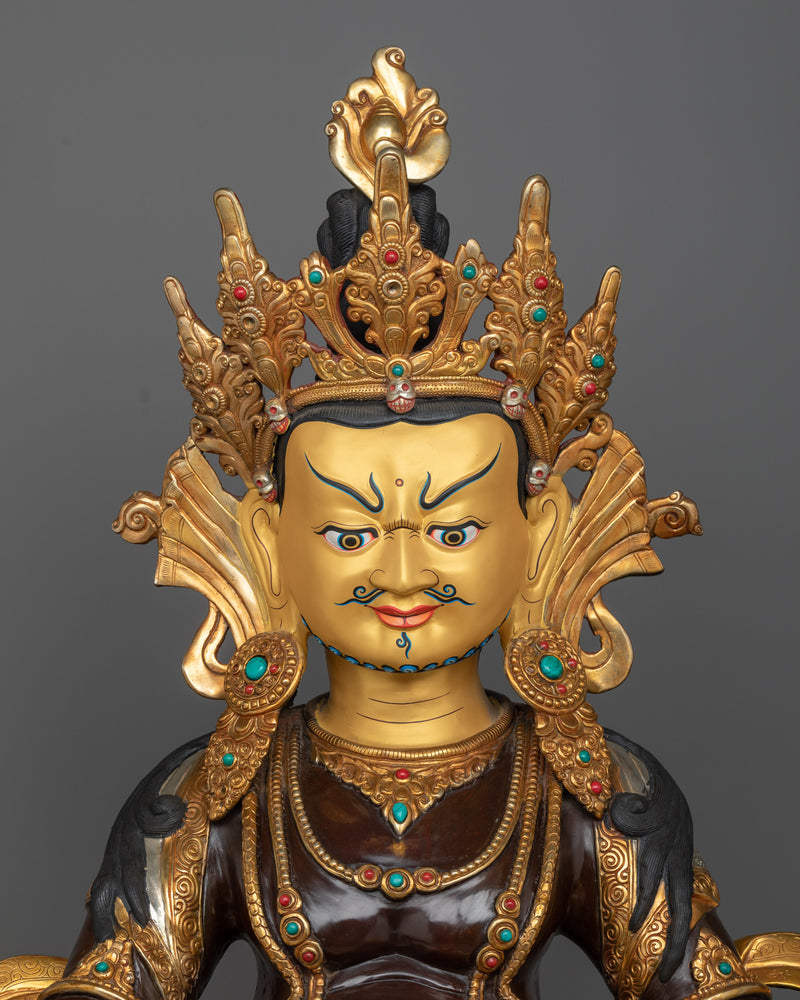Grand Jambala Wealth Deity Gold Gilded Statue | Majesty of Prosperity