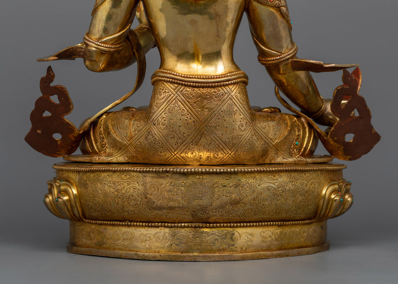 Magnificent Dukar Two-Armed Gold Gilded Statue | Protector of Harmony