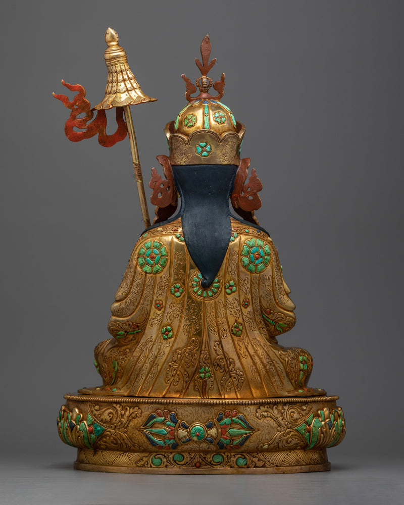 Sacred Guru Orgen Norlha Sculpture with Gemstones | Legacy of Spiritual Mastery