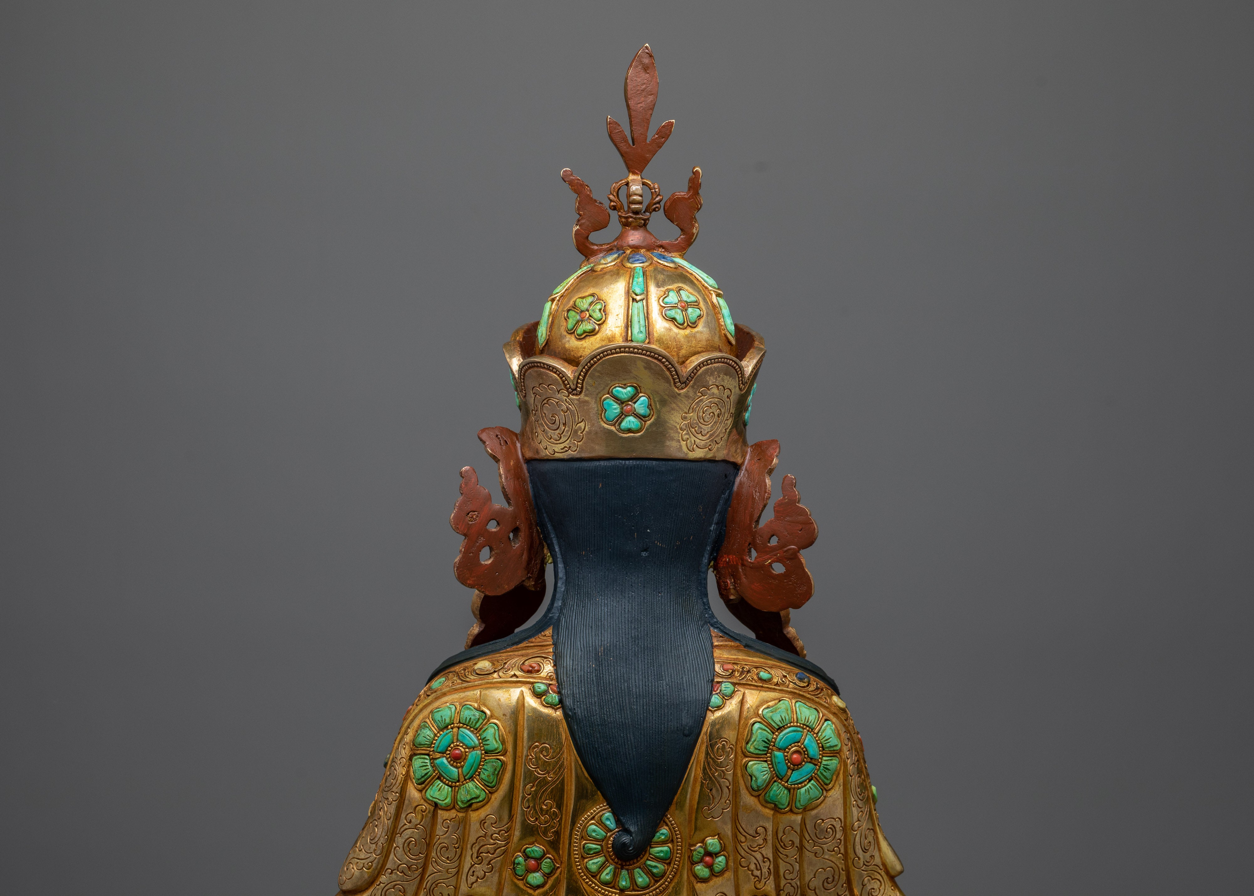 Sacred Guru Orgen Norlha Sculpture with Gemstones | Legacy of Spiritual Mastery