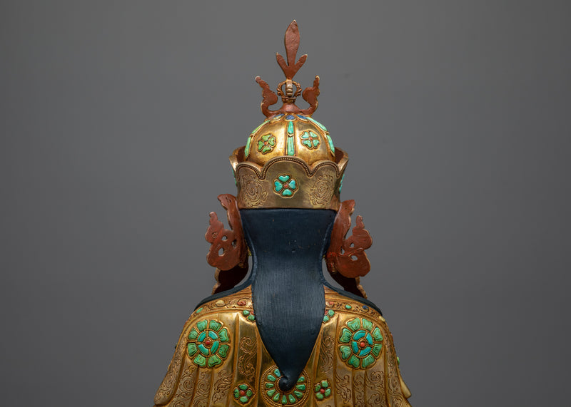 Sacred Guru Orgen Norlha Sculpture with Gemstones | Legacy of Spiritual Mastery